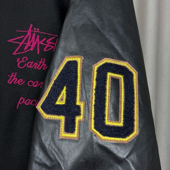 Stussy Black Eight Embroidered Baseball Jacket - Picture 5 of 9